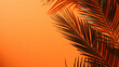 Tropical shadow on orange background Tropic palm