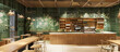 Modern interior design of cafe coffee shop with vintage green tile concept