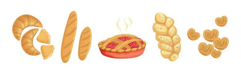 Poster - Fresh Baked Pastry and Food from Bakery Vector Set