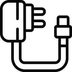 Sticker - Charger plug icon outline vector. Energy power device. Rechargeable wire connector
