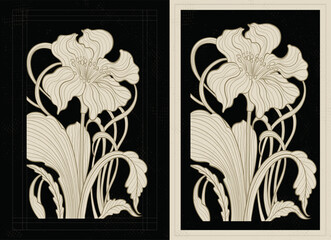 Wall Mural - Art nouveau style lily flower plant motif template. 1920-1930 years vintage art deco design. Symbol motif design.