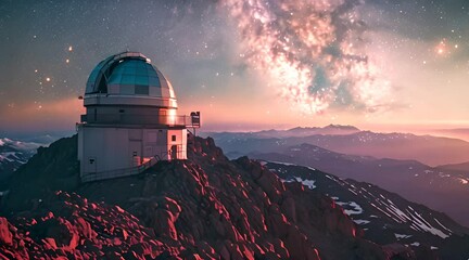 Sticker - a telescope sitting on top of a mountain under a night sky