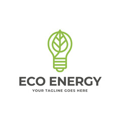 Canvas Print - Eco light bulb nature logo vector flat design. Energy saving lamp symbol.