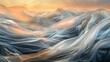 Evening Elegance Capture silk waves draped elegantly across a sunsetlit landscape, their delicate textures and fluid movements adding a touch of sophistication and grace to the scene ,high resolution