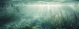 Fototapeta  - A calm, underwater scene with gentle light filtering through the water.