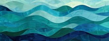 A Calming, Geometric Pattern Of Waves In Shades Of Blue And Green.