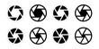 Camera shutter icons set vector illustration.