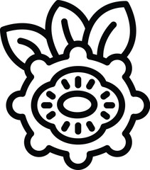 Wall Mural - Half kiwano fruit icon outline vector. Horned melon. Sweet tropical jelly melon