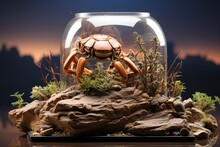 Scorpion In Educational Terrarium, Ready For Observation., Generative IA