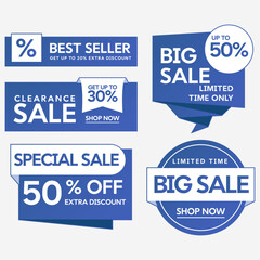 Aufkleber - Big sale, blue discount banners. Limited time and special offer.