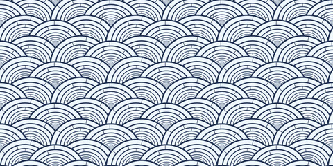 Poster - Asian pattern made of circles. Geometry of circle waves, Asian style.