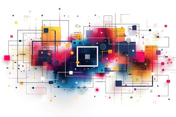 Wall Mural - abstract colorful squares and squares with a square in the middle
