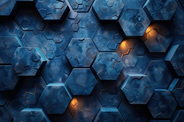 Blue abstract background with hexagon shapes. a blue hexagonal background with a lot of small hexagonal