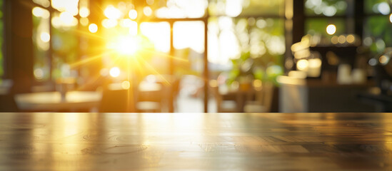 empty table bokeh in the cafe coffee shop background