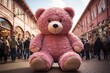 Giant plush bear delights fair with its impressive size., generative IA