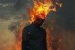 Burning Person Art Background created with Generative AI Technology