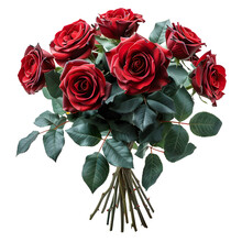 Bouquet Of Red Roses On Transparent Background. Ai Generated 