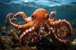 Agile octopus captures prey in the ocean., generative IA