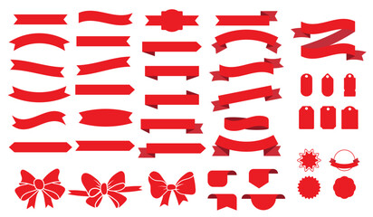 Wall Mural - Vector is a set of different elements of red ribbons