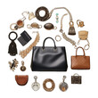 hand bag layout with place for text women's accessories jewellery on png