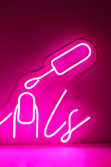 Canvas Print - Pink neon sign nails. Trendy style. Beauty style. Neon sign. Custom neon. Beauty decor.