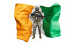 Military Personnel in Front of a Billowing Ivory Coast Flag