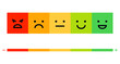 Rating System with Square Emoji Representing. Different Emotions Rating Scale. vector illustration