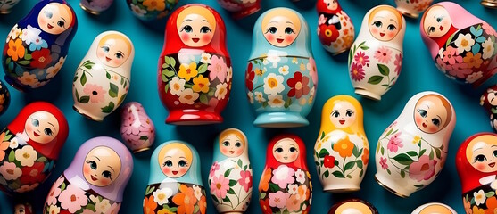 Wall Mural - Russian Matryoshka Doll, Happy Easter concept