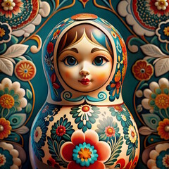 Wall Mural - Russian Matryoshka Doll, Happy Easter concept