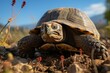 Earth turtle protects itself in your shell., generative IA