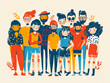 © MIA Studio - A hand-drawn depiction of an eclectic mix of friends or coworkers illustrated as abstract cartoon figures