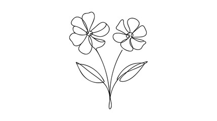 Sticker - Poppy flowers in continuous line art drawing style. Doodle floral border with two flowers blooming among grass. Minimalist black linear design isolated on white background. Vector illustration