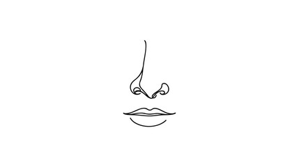 Wall Mural - One continuous line drawing of mouth and lips. Modern face portrait of makeup and lipstick in simple linear style. Mascot icon for posters, cards, banner, template, web. Doodle vector illustration.