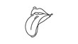 © artisttop - One continuous line drawing of old retro classic iconic logo lips and tongue from 80s era. Vintage icon item concept single line draw design graphic vector illustration