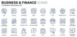 Simple Set Business and Finance Line Icons for Website and Mobile Apps. Contains such Icons as Analysis, Money, Accounting, Strategy, Bank. Conceptual color line icon. Pictogram pack.