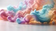  Abstract waves of colored smoke pastel colors, white background, colorful smoke abstraction