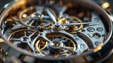 Fototapeta Sawanna - A macro shot showcasing the intricate details and precision engineering of the internal movement of a high-end luxury watch.