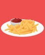 French Fries Plate Fast Food