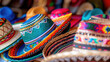 Traditional Mexican sombreros sold on the market