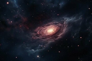 Wall Mural - a shot of a distant galaxy, with its spiral arms and stars visible against the dark background of sp