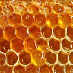 A close-up of honeycomb with dripping honey 01 - Perfectly repeating background pattern for your designs