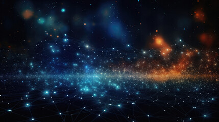Wall Mural - Abstract polygonal space background with connecting dots and lines. Technology concept