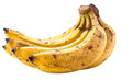 Cluster of Ripe Yellow Bananas with Spotty Texture Isolated on Transparent Background