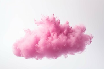 Wall Mural - a pink cloud made of snow in the air on a white background