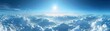 Above the clouds Create a serene landscape featuring fluffy clouds floating in a clear blue sky, low noise, low texture, high-resolution
