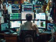 © ChomStyle - Trader Monitoring Multiple Screens with Market Data