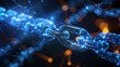 © Rattanathip - A conceptual image of a glowing blue digital blockchain with interconnected links, showcasing the idea of secure and advanced network technology.