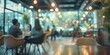 The gentle blur of individuals interacting at a table for business. Generative Ai