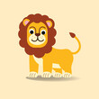 Lion cartoon Flat style.King animal vector illustration.Wildlife animal