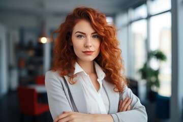 Confident and professional woman wearing business attire in an office